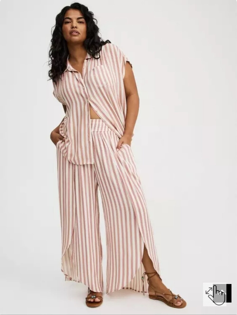 torrid Pink & White Striped Casual Button-Down Shirt